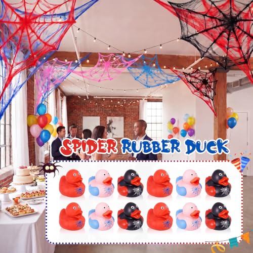 Deekin 24 Pcs Halloween Spider Rubber Ducks - 2 Inch Spider Theme Party Favors