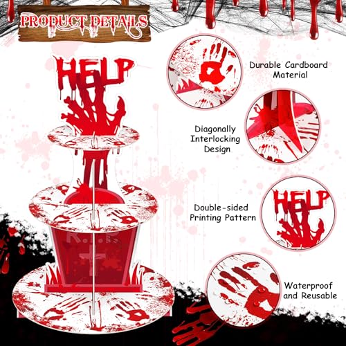 Halloween Bloody Cupcake Stand - 3 Tier Gory Dessert Display for Parties