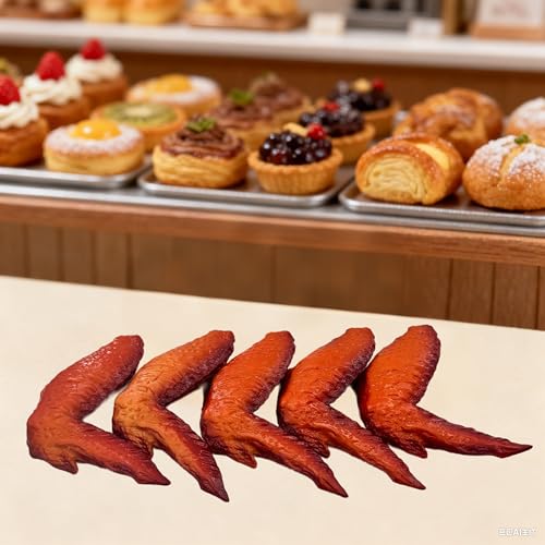 Fake Food Chicken Legs & Wings Set - 5 Lifelike Kitchen Decor & Props - Chicken Wings Variation