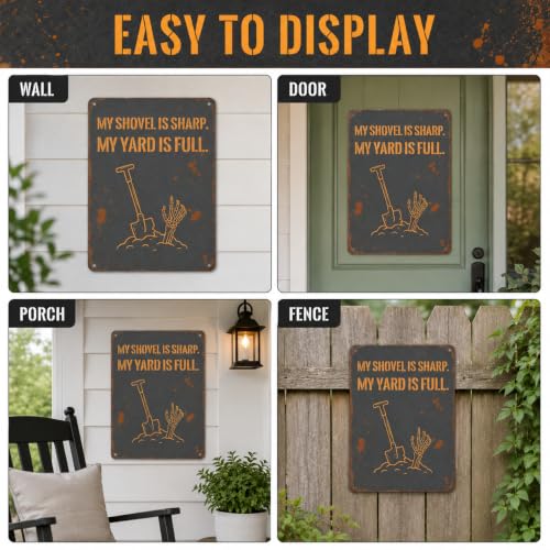 Funny Halloween Metal Tin Sign Wall Art Rustic Warning Plaque 8x12 Inch