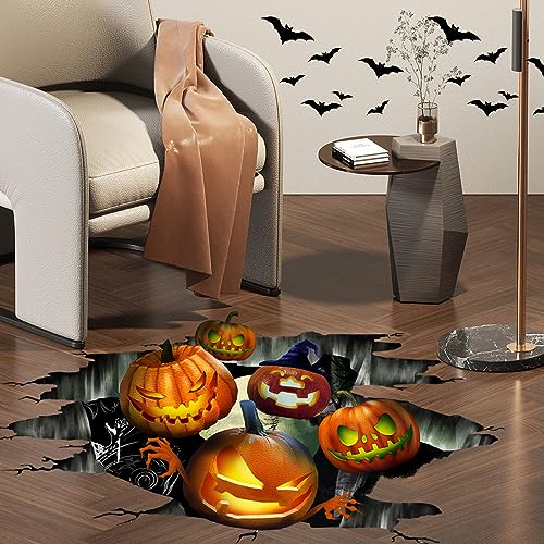 Halloween 3D Pumpkin Floor Stickers - Removable Wall & Floor Decals for Home & Party Decor
