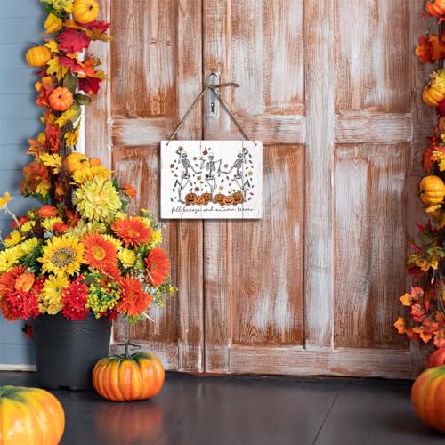 Fall Breeze and Autumn Leaves Wall Art Decor - Rustic Wooden Sign for Fall & Thanksgiving