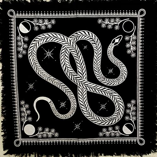 18x18 Inch Tarot Altar Cloth with Silver Snake - Handmade Cotton Witchcraft Table Cover