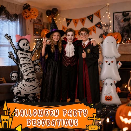 Halloween Ghost & Skeleton Foil Balloons - 2 Pack Spooky Party Decor