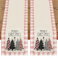 Pink Buffalo Plaid Xmas Trees Table Runner Set of 2 - 13 x 72 Inch Holiday Home Decor