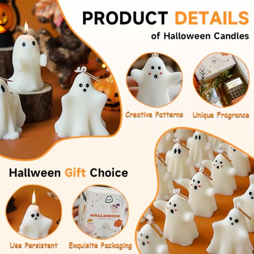 Halloween Ghost Scented Candles Set - 4 Tea Light Decorative Candles