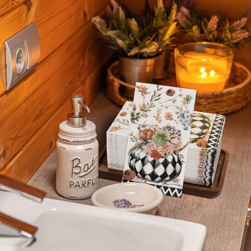 Fall Thanksgiving Pumpkin Napkins - Black & White Plaid Pumpkin Design, 200 Pcs