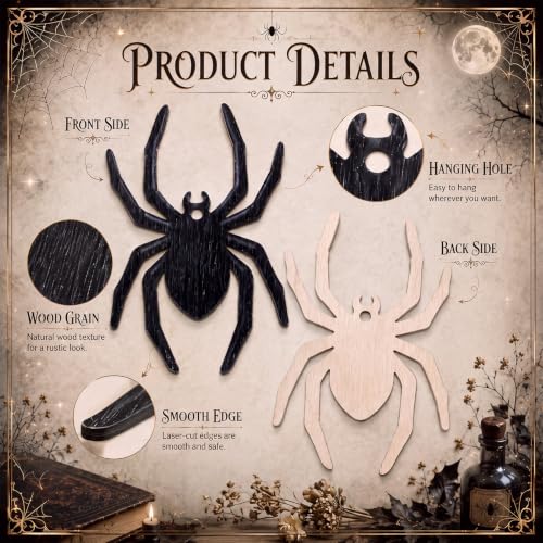 Halloween Spider Decorations Set - 12 Black Hanging Spiders for Haunted Tree & Scene