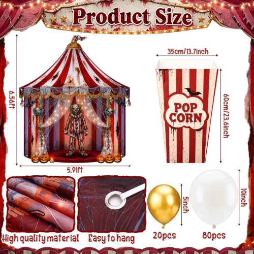 Halloween Circus Car Decorations Kit - Red White Trunk or Treat Scene