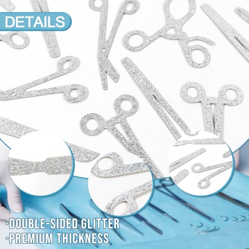 120Pcs Surgical Tool Silhouette Confetti Silver Glitter Party Decor