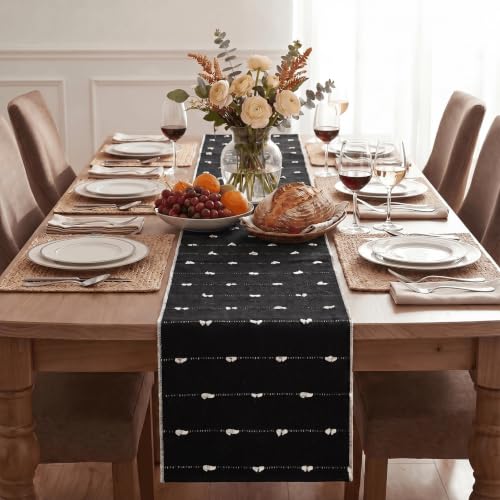 Rustic Cotton Woven Table Runner 12x60 Inch Farmhouse Halloween Decor