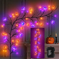 Halloween Willow Vine Twig Lights - Pumpkin & Bat Decor Set, 6ft Waterproof String with Timer