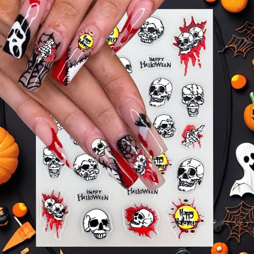 Halloween Nail Art Stickers - Pumpkin Skull Ghost Bat & Spider Web Design - Variation of THIS Listing