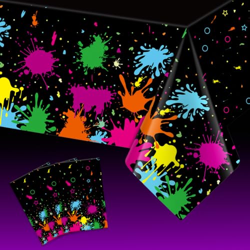 6 Pack Neon Plastic Tablecloths - 54x108 Inch Glow in The Dark Party Decor