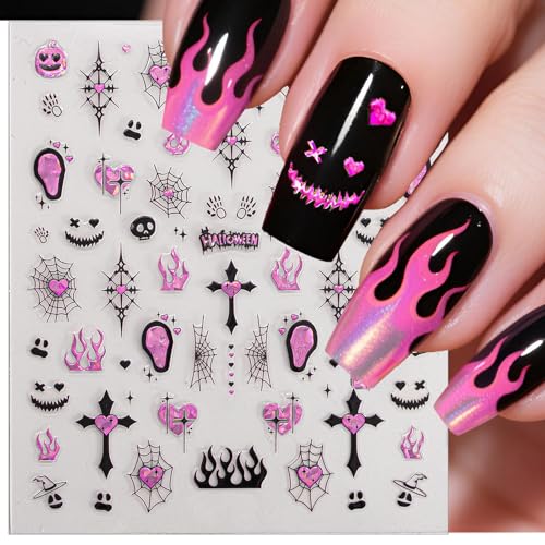 Halloween Nail Art Stickers Set - Bloody Horror Ghost, Spider Web & Pumpkin Designs - 6 Sheets Halloween Variation