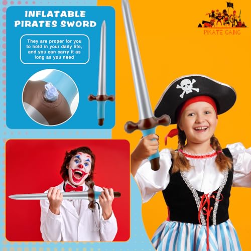 Inflatable Pirate Sword Set - 20 Pack 24 Inch Blow Up Toy Weapons for Pirate Theme Parties Halloween