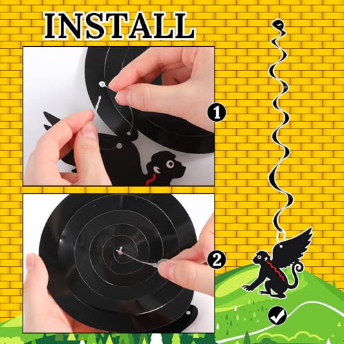 24 Pcs Wizard Monkey Hanging Decorations Garland Banner Swirl Decor - Black