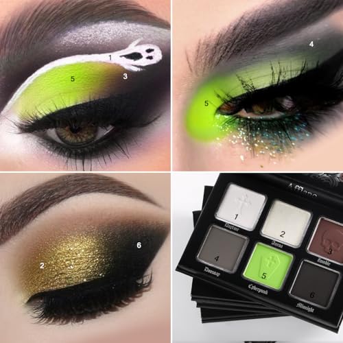 Vegan Green & Brown Eyeshadow Palette - Cyber Zombie Variation #02, Gothic Halloween Makeup