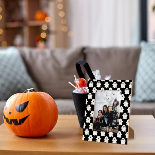 Halloween Picture Frame 4x6 Photo Black and Ghost Wooden Decor with Variation