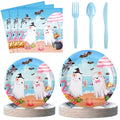 Halloween Summer Beach Party Tableware Set for 50 Guests - Plates, Napkins, Cutlery