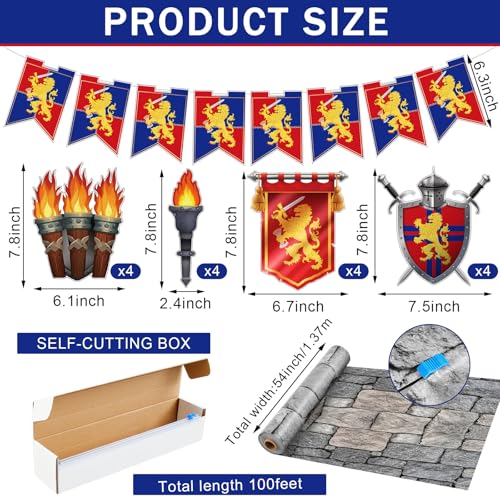 Medieval Renaissance Halloween Party Decorations Set - Banner, Cards, Tablecloth