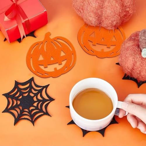 Halloween Coasters Set of 4 - Pumpkin Design Felt Drink Protectors