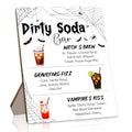 White Halloween Dirty Soda Bar Sign, Wooden Desktop Party Decor