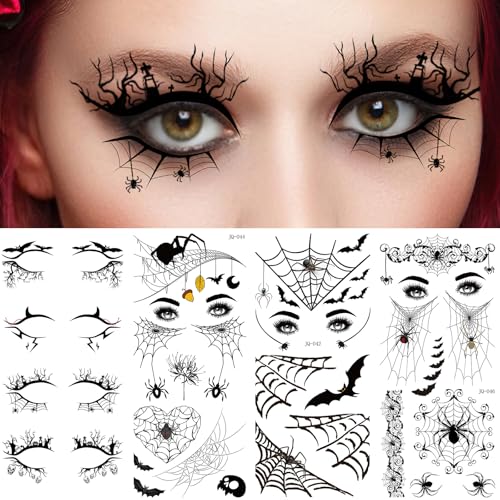 Halloween Eye Shadow Stickers & Temporary Tattoo Decals - Spider Bat Skull Design