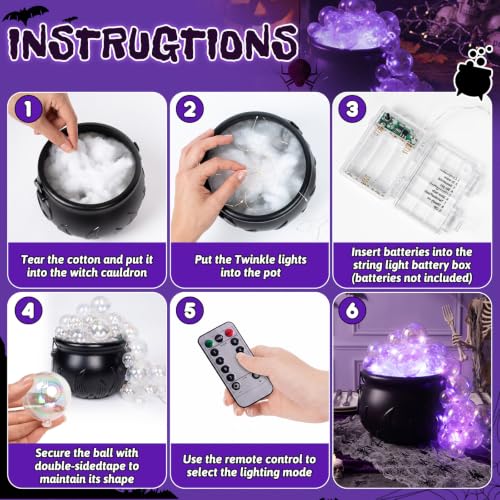 Halloween Bubbling Cauldron Set with Lights and Clear Balls - Indoor Decor