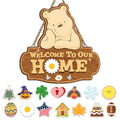 Winnie Welcome Sign for Door Decor - Interchangeable Holiday Sign - Housewarming Gift - Variation of Welcome Sign