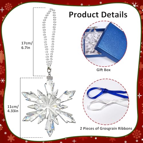 Crystal Snowflake Christmas Ornaments 2026 - Transparent Crystal Set