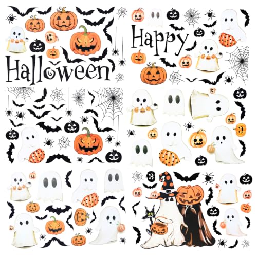 Halloween Window Clings 137 Pcs Ghost Pumpkin Bat Black Cat Static Stickers