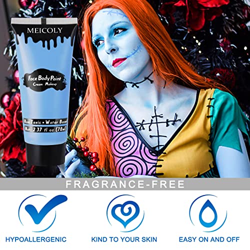 Light Blue Face Body Paint - Sadness Cosplay Makeup for Halloween & Costume 2.37Oz