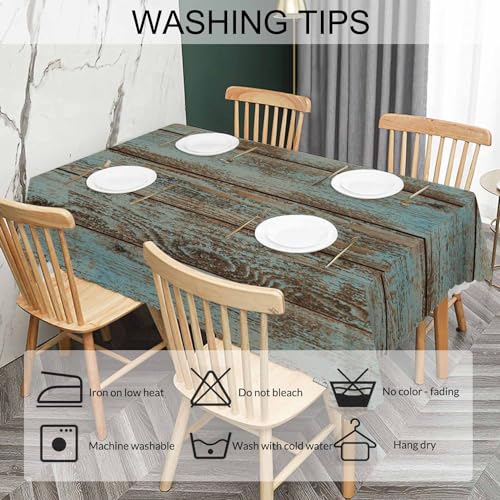 70 x 52 Inch Rustic Barn Wood Tablecloth for Indoor and Outdoor Dining - Washable, Non-Fading, Elegant Butterfly Edges