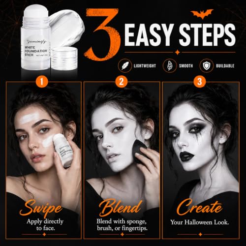 White Face Paint Stick for Halloween & Cosplay - Waterproof, Matte, Skin-Friendly