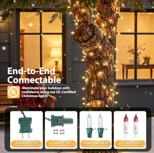 Warm White Christmas String Lights 2-Pack, 50 LEDs, 13ft Connectable Indoor Outdoor