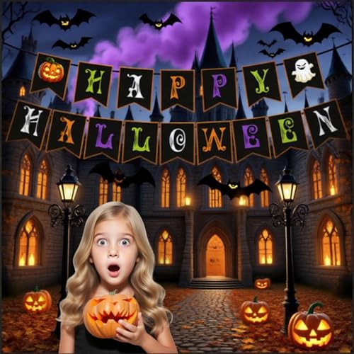 Halloween 3D Bat Wall & Window Stickers Set with Banners - Reusable Party Decorations