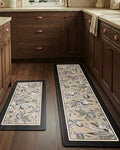 LUMI Anti-Fatigue Kitchen Mats Set of 2 - Cream & Dark Brown, 59" & 30" Length