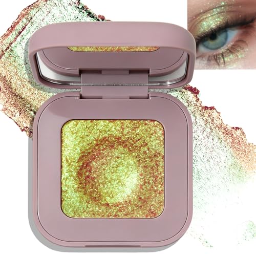 Duochrome Green Glitter Eyeshadow Palette D04 Green Shimmer - Holographic Color Shift