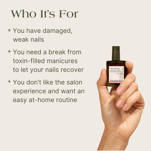 Botanist The Remedy | Nail Strengthening Polish | Repairs & Hardens Nails Damaged from Acrylics, Dip & Gel Manicures | Non-Toxic, 84% Plant Based, 21-Free & Vegan (Rose)