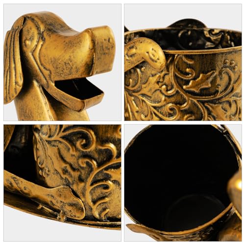 Yellow Retro Gold Dog-Shaped Wine Holder Metal Rack for Home & Dinning