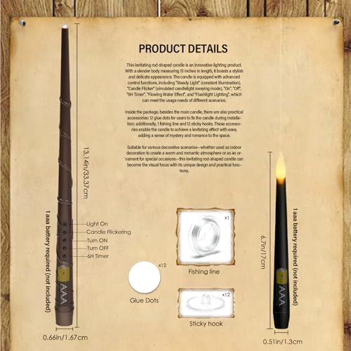 Black 12pcs Flameless Floating Candles with Wand Remote - Halloween & Christmas Decor