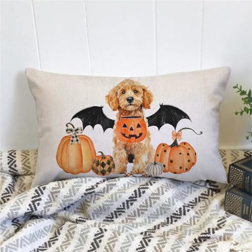 Halloween Pillow Covers 12x20 Inch Dog Pillow Cover - Golden Doodle Halloween Sofa Bed Decor
