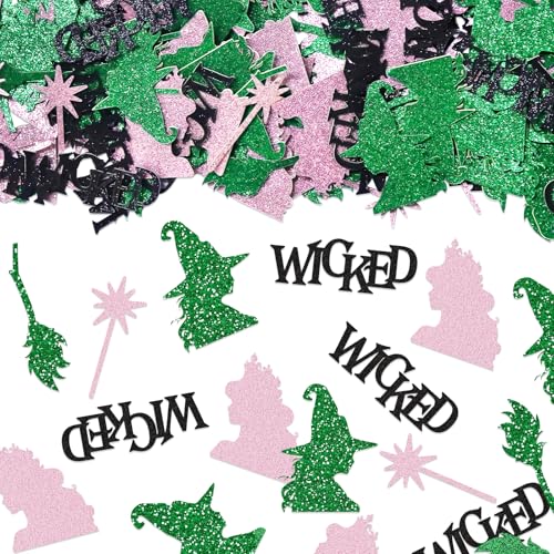 Witch Confetti Set - Style 2 Pink Green Glitter Witch Party Decorations