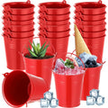 Mini Metal Buckets with Handles - Galvanized Pails for Wedding Party Favors - Red, 28 Pcs