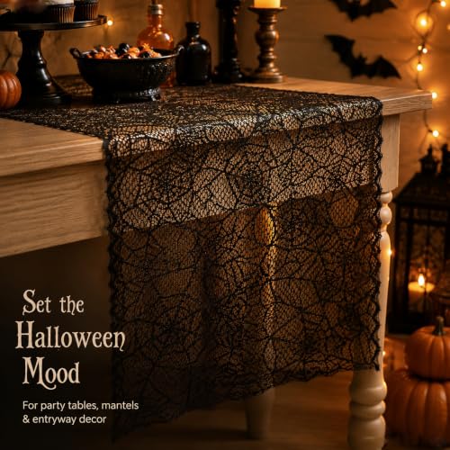 Halloween Spider Web Table Runner 12x72 Inch Indoor Decor