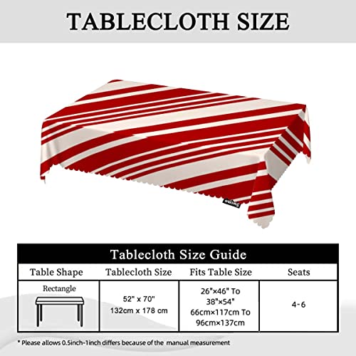 Rectangular Christmas Tablecloth 52x70 Inches Red and Cream Stripes Anti-Oil Fabric