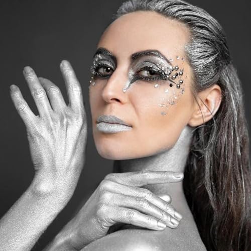 Pearl Silver Face & Body Paint - Water-Based Washable Makeup for Halloween Cosplay