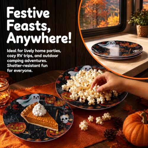 Halloween Ghost Pumpkin Melamine Dinner Plates Set 12Pcs - Variation of THIS listing