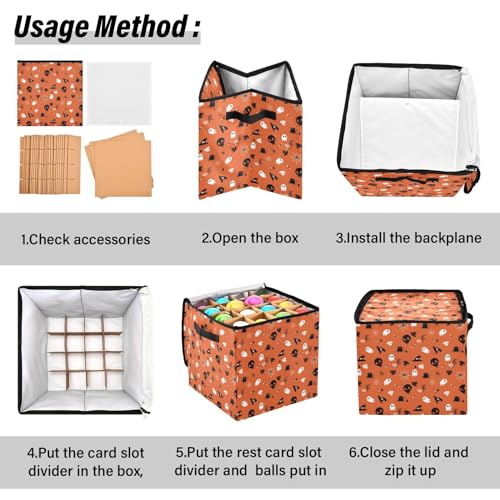 Halloween Ghost Pumpkin Ornament Storage Box with Zipper & Adjustable Dividers - Large 13x13 Inch Holiday Container